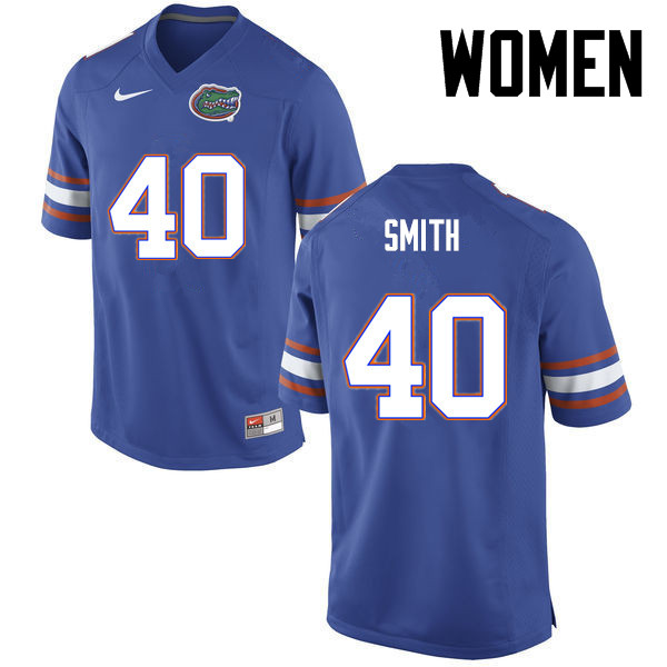 Women Florida Gators #40 Nick Smith College Football Jerseys-Blue